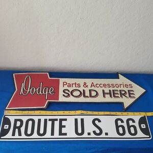 Dodge Parts & Accessories Sign and Route 66 Plate